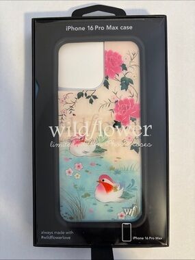 Wildflowers Pink Floral & Blue Pond iPhone 16 Pro Max Case
